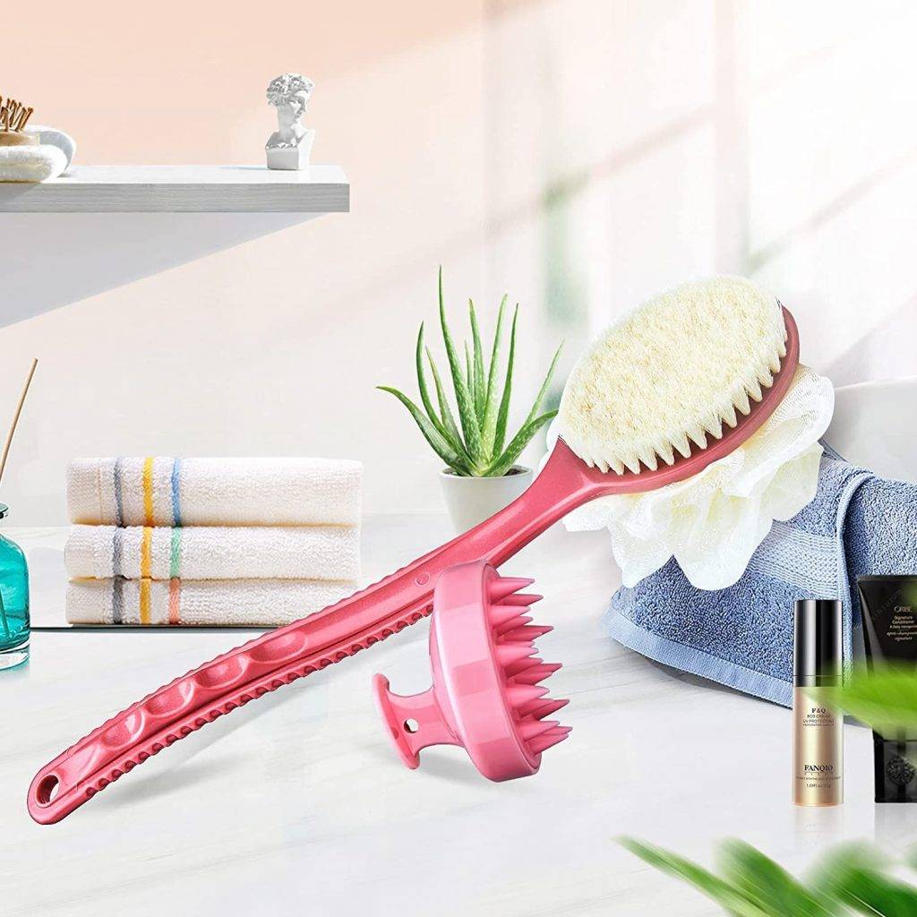 luowan shower body brush with bristles and loofah