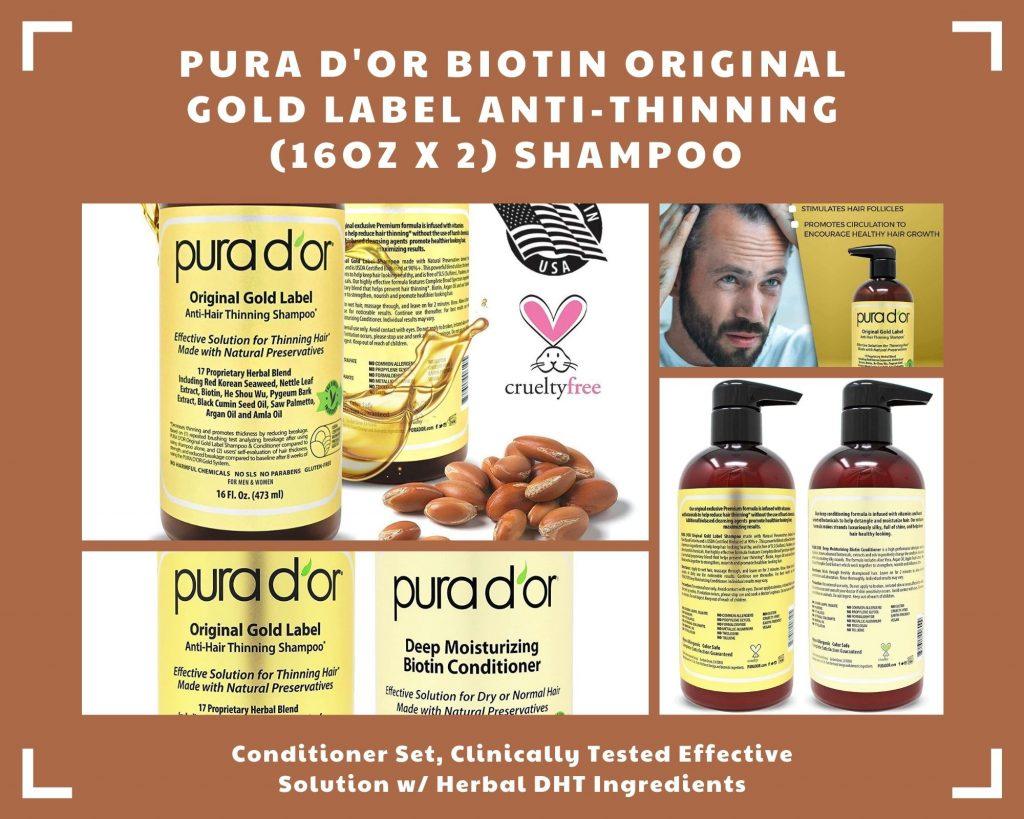 pura dor biotin original gold label anti thinning 16oz x 2 shampoo 