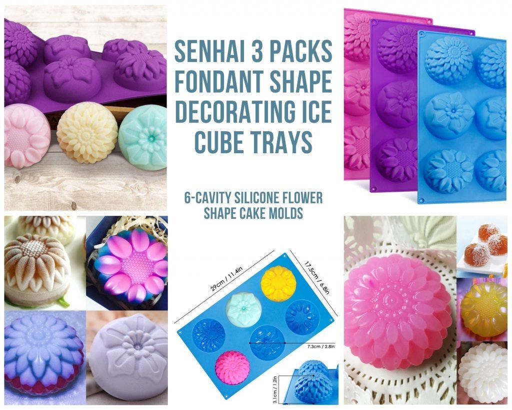senhai 3 packs fondant shape decorating ice cube trays