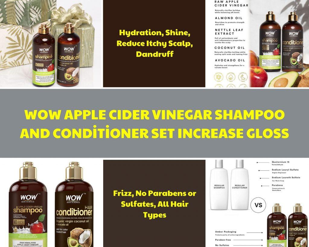 wow apple cider vinegar shampoo and conditioner set increase gloss