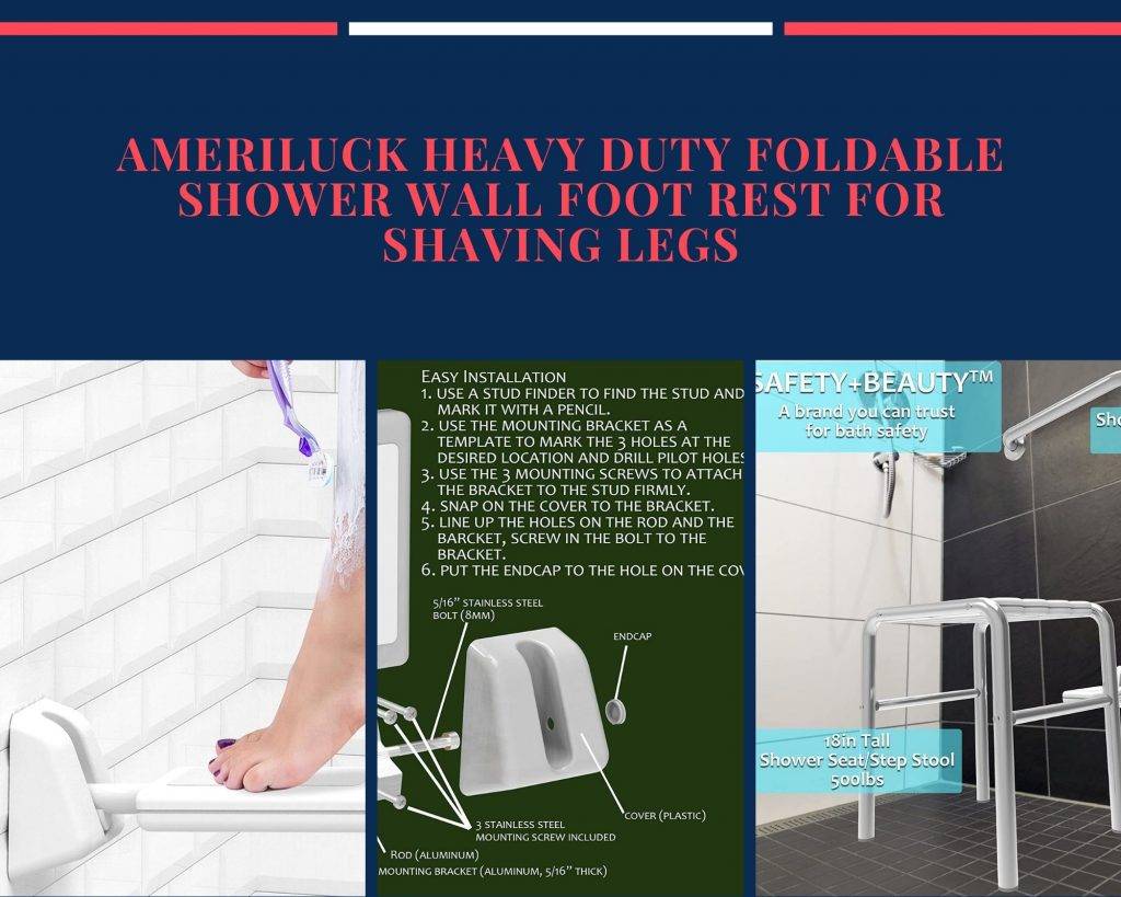 ameriluck heavy duty foldable shower wall foot rest for shaving legs