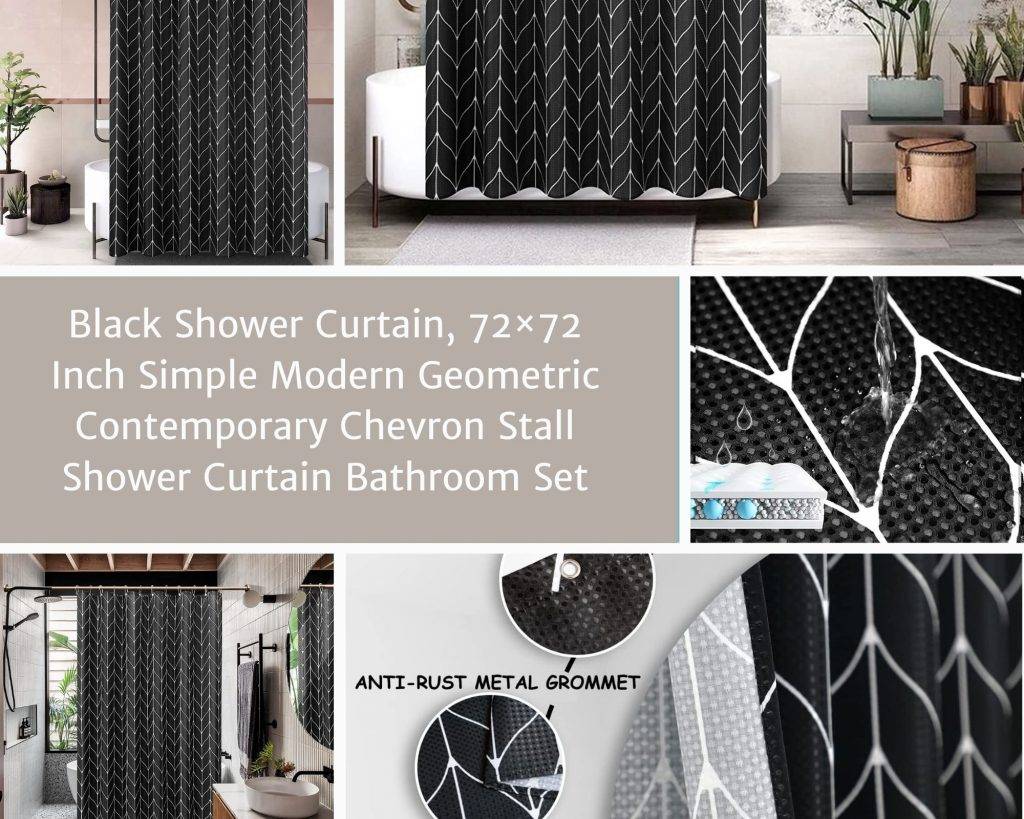 black shower curtain 72x72 1