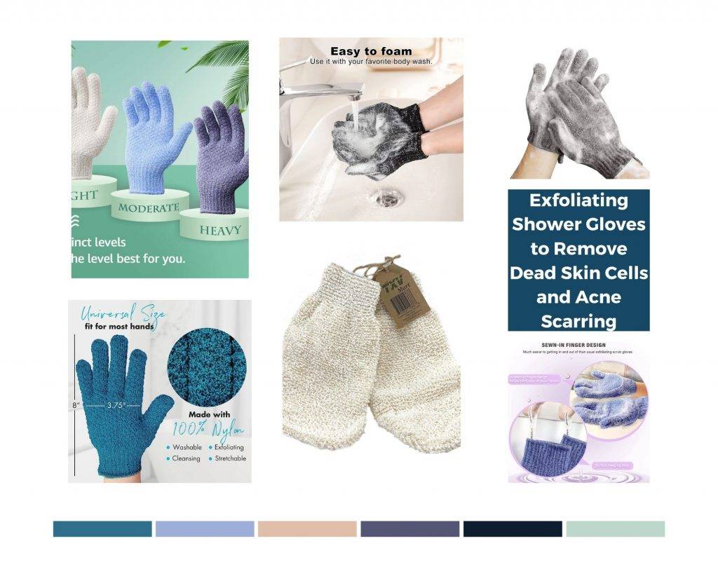 Exfoliating Shower Gloves to Remove Dead Skin Cells and Acne Scarring